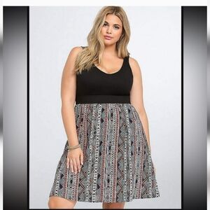 Torrid Aztec Print Ladder Back V-neck Stretch knit to challis Mini Dress 2x